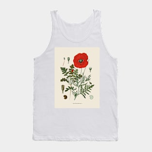 Field Poppy Antique Botanical Illustration Tank Top